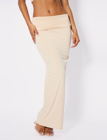 Fustă maxi PRETTYLITTLETHING, crem