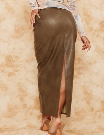 Fustă Imitație Piele PRETTYLITTLETHING, maro