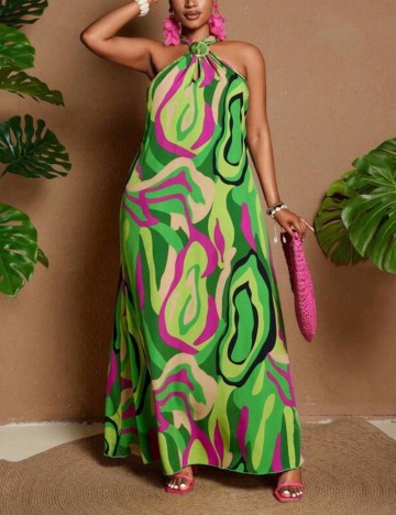Rochie maxi Shein Curve+, mix culori
