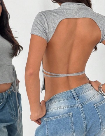 Top Shein, argintiu