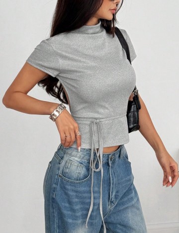 Top Shein, argintiu