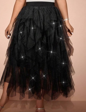 Fustă maxi Shein Curve+, negru