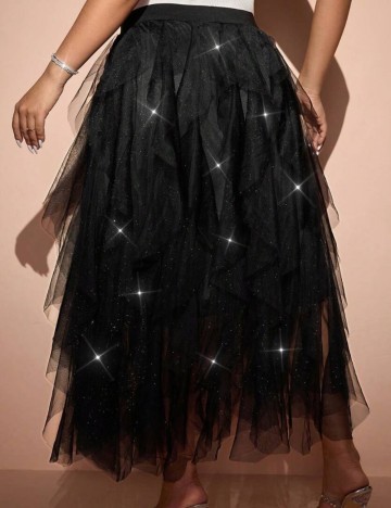 Fustă maxi Shein Curve+, negru