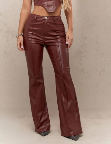 Pantaloni imitație din piele Missguided by Shein, vișiniu