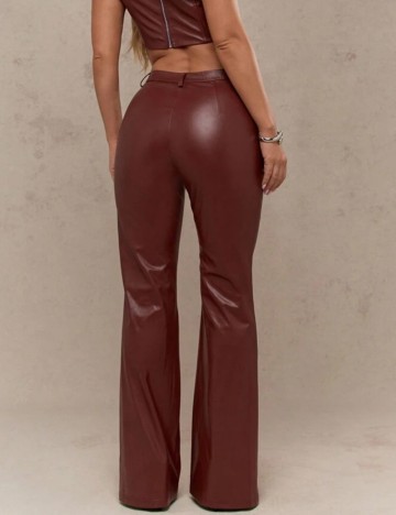 Pantaloni imitație din piele Missguided by Shein, vișiniu