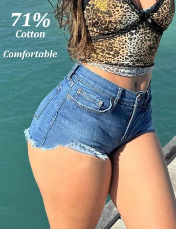 Pantaloni scurți de blugi Shein, albastru