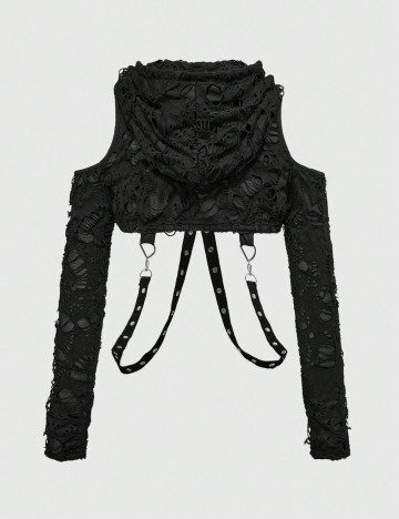 Top Romwe by Shein, negru