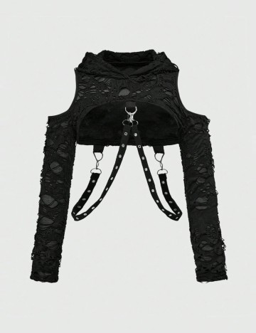 Top Romwe by Shein, negru