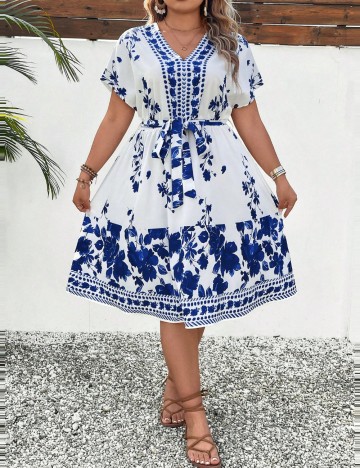 Rochie midi Shein Curve+, mix culori