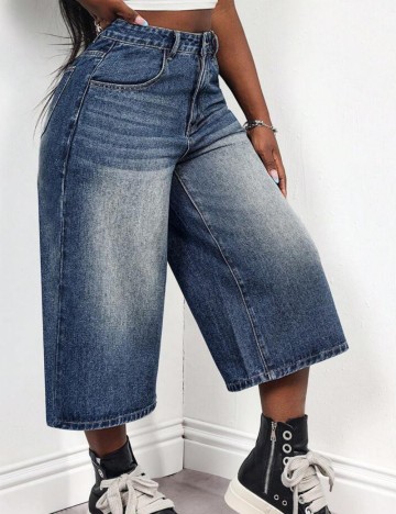 Pantaloni 3/4 Shein, albastru