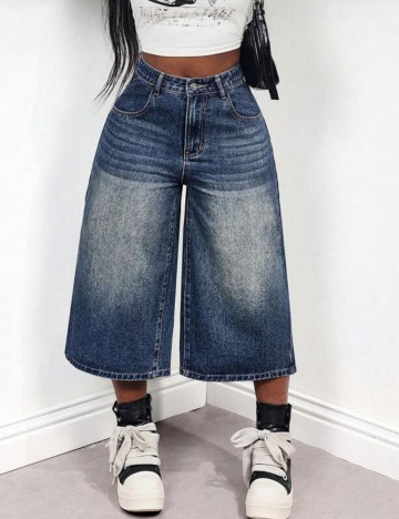 Pantaloni 3/4 Shein, albastru
