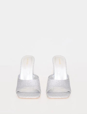 Saboți cu toc PRETTYLITTLETHING, argintiu