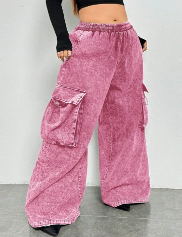 Pantaloni Shein Curve+, roz