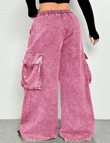 Pantaloni Shein Curve+, roz