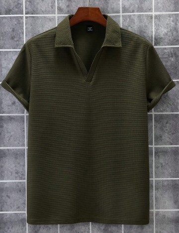 Tricou polo Shein, kaki