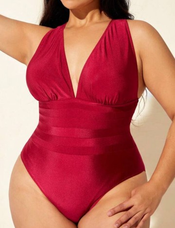 Costum de baie întreg Shein Curve+, vișiniu