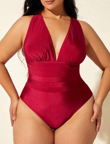 Costum de baie întreg Shein Curve+, vișiniu