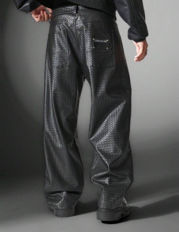 Pantaloni imitație din piele SUMMON by SHEIN, negru