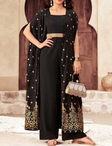 Set salopetă și cardigan Shein, negru