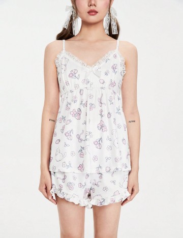 Pijamale Romwe by Shein, alb