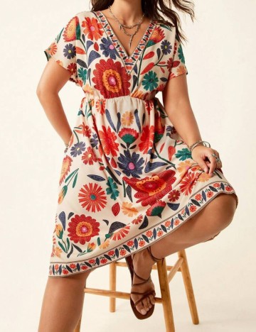 Rochie midi Shein Curve+, mix culori
