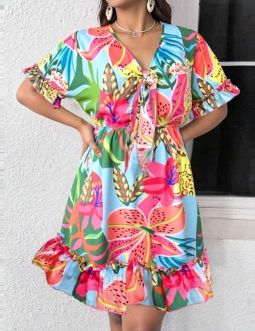 Rochie mini Shein Curve+, mix culori