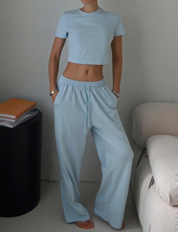 Pijamale DAZY by Shein, albastru