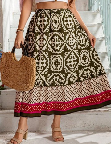 Fustă maxi Shein Curve+, mix culori