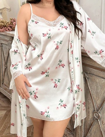 Compleu pijamale Shein Curve+, alb