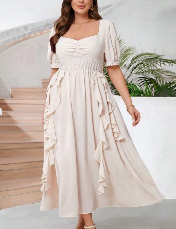 Rochie midi Shein Curve+, bej