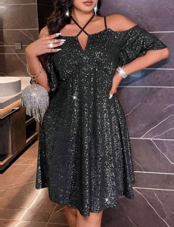 Rochie mini Shein Curve+, negru
