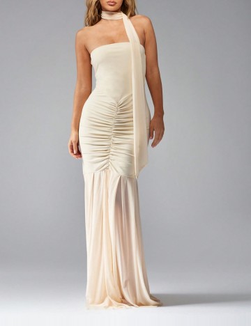Rochie maxi Missguided by Shein, crem
