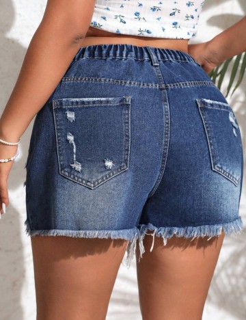 Pantaloni scurți Shein Curve+, albastru