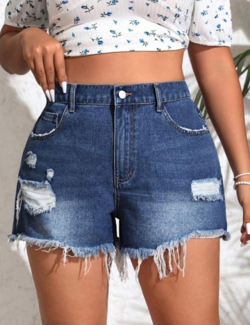 Pantaloni scurți Shein Curve+, albastru