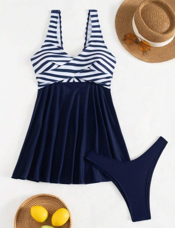 Costum de baie tip rochie Shein, mix culori