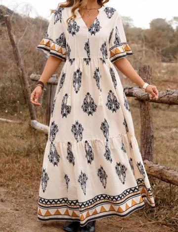Rochie maxi Shein Curve+, bej