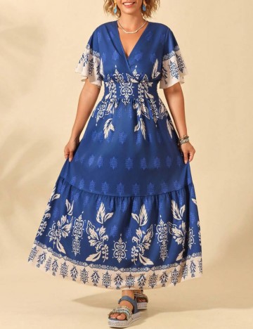 Rochie maxi Shein Curve+, mix culori