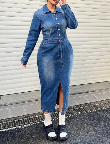 Rochie de blugi Shein Curve+, albastru