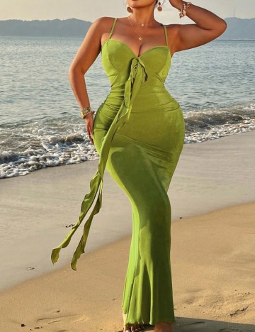 Rochie maxi Shein Curve+, verde