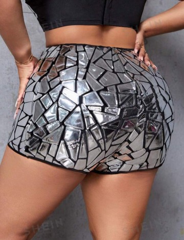 Pantaloni scurți Shein Curve+, argintiu