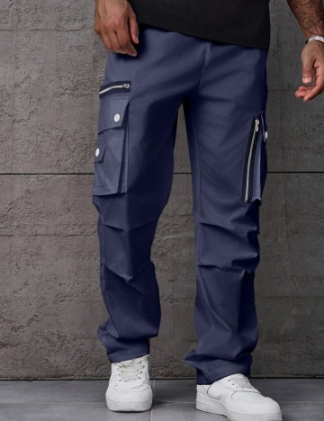 Pantaloni MANFINITY by Shein, bleumarin