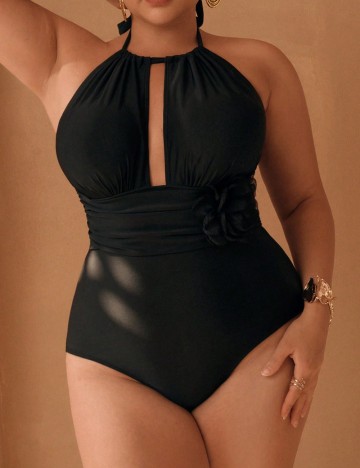 Set costum de baie și fustă Shein Curve+, negru