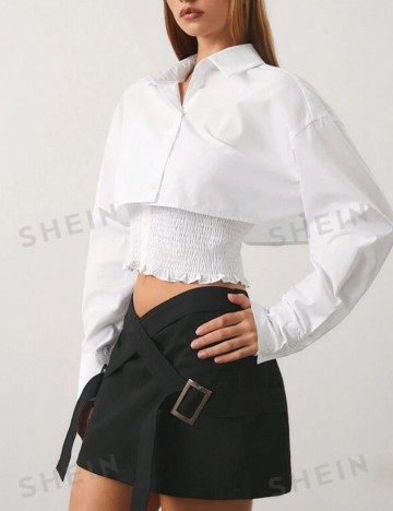 Set top si cămașă Shein, alb