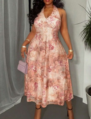 Rochie midi Shein Curve+, mix culori