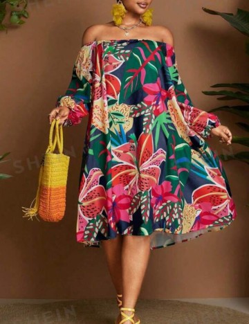 Rochie mini Shein Curve+, mix culori