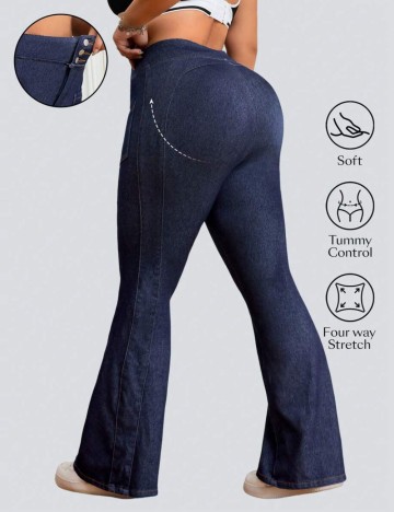 Pantaloni Shein Curve+, albastru