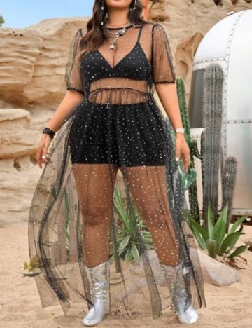 Rochie maxi Shein Curve+, transparent