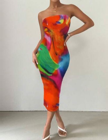 Rochie midi Shein, mix culori