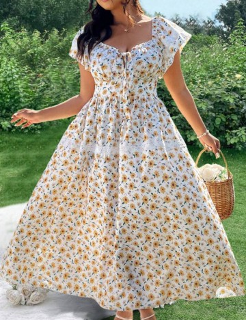 Rochie maxi Shein Curve+, mix culori