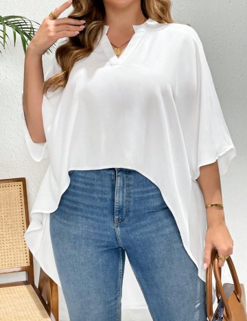 Cămașă casual Shein Curve+, alb